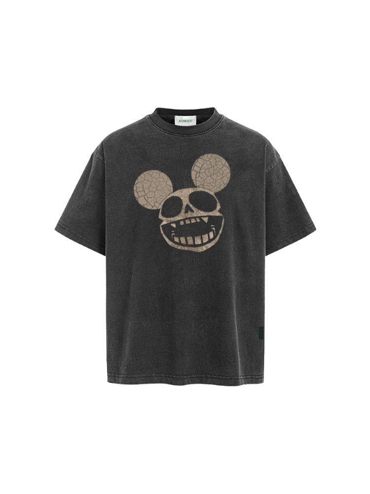 [KONOOT] 25SS (Skull Mickey) washed and old BoxyFit version * 280G ice-feeling short sleeves Tee