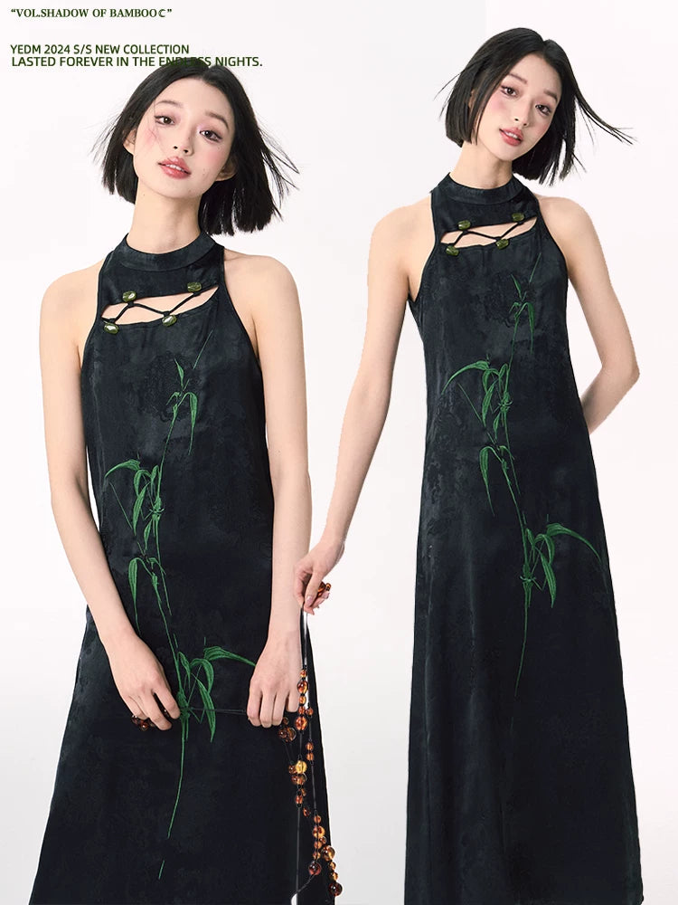YEDM Bamboo Leaf Embroidered Hollow Dress