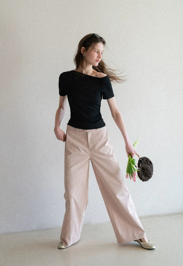 EGGKA High Waist Straight Versatile Casual Pants