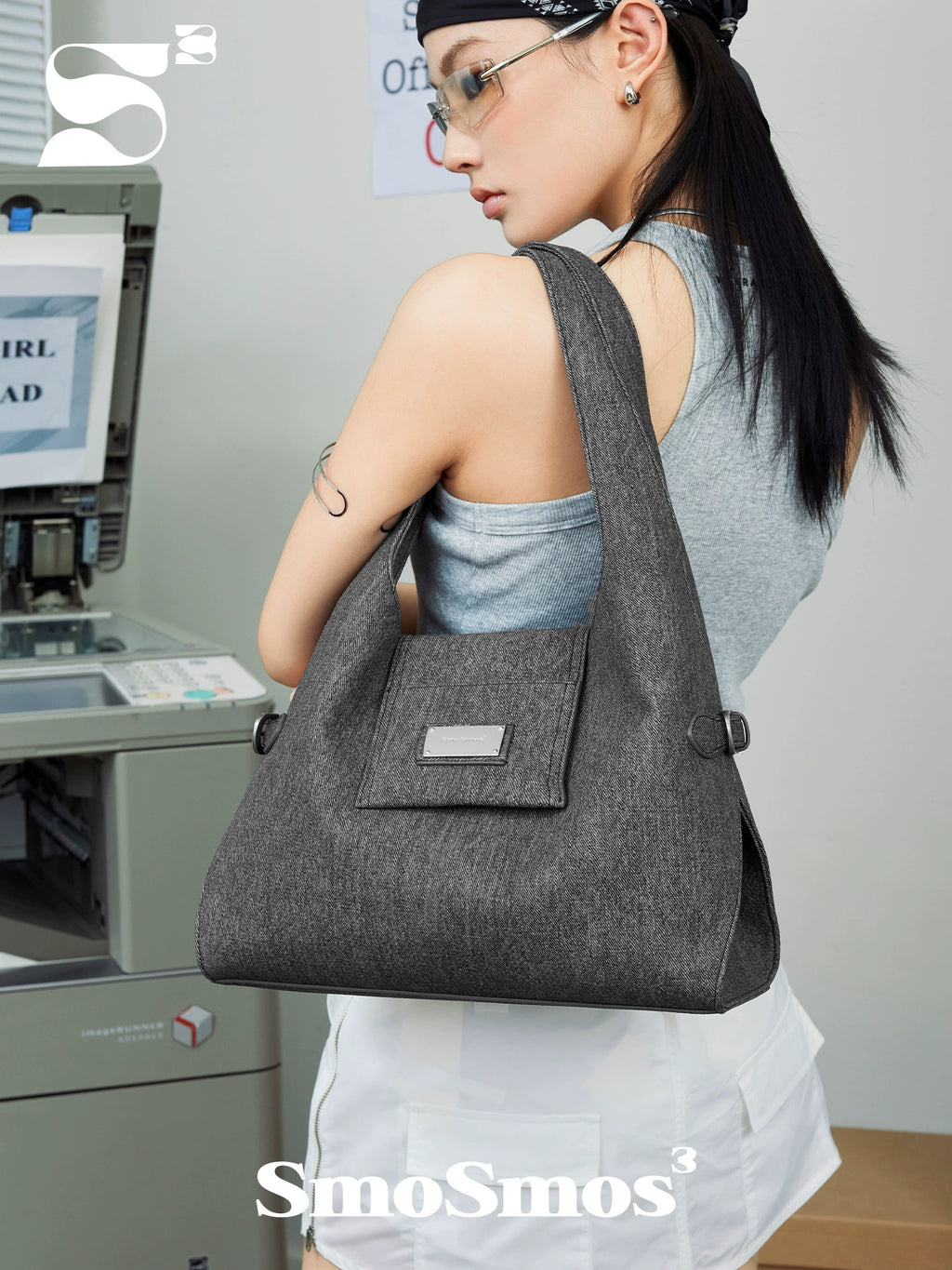 SmoSmos Commuter Denim Large Capacity Shoulder Bag