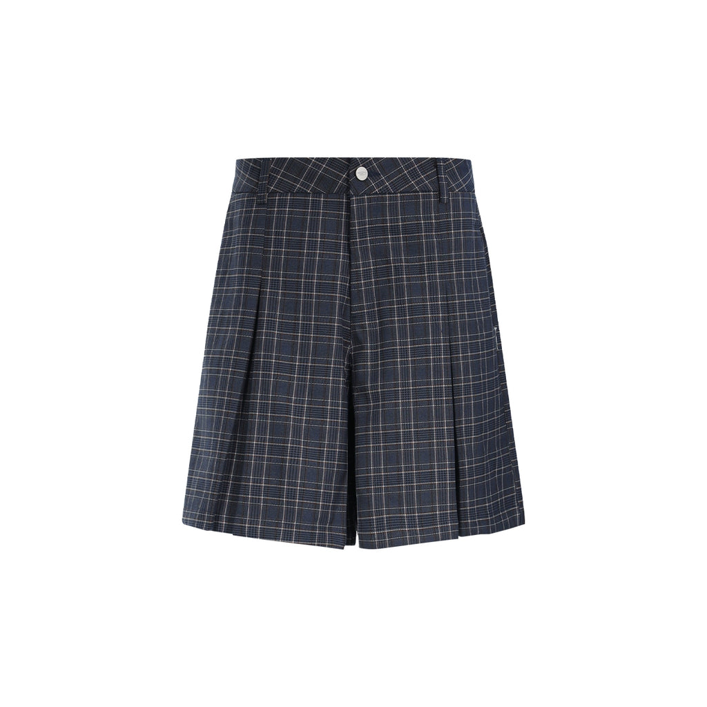 FUNKYFUN Plaid Pleated Silhouette Trousers Skirt