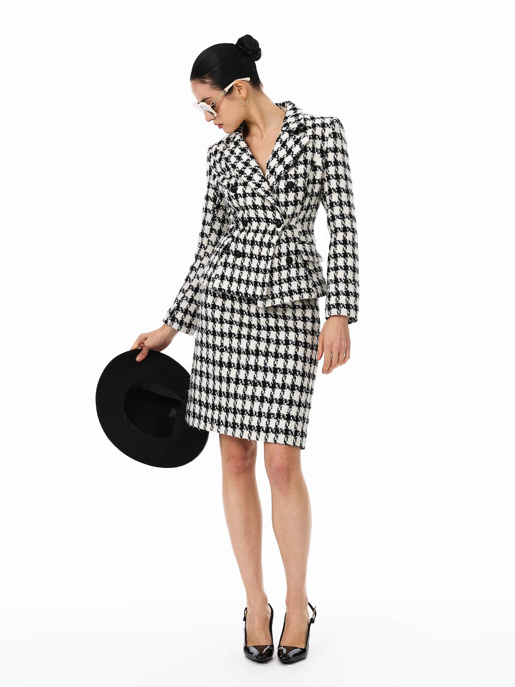 FINDYAWINGS Thousand Birds Plaid Short Jacket Skirt Set