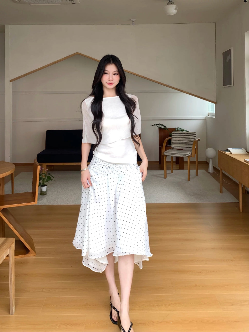 WITHMIN Shawl Fake Two Pieces Waist and Thin Tee