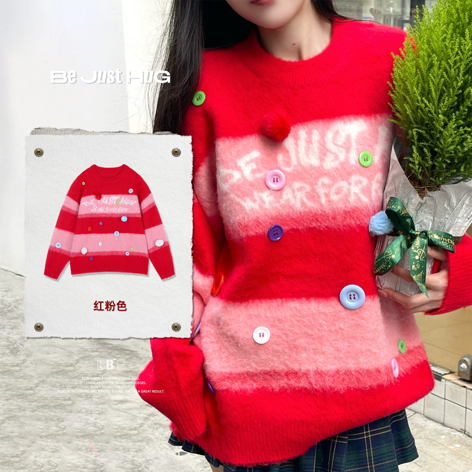 BJHG Thickened Vintage Striped Knitted Sweater