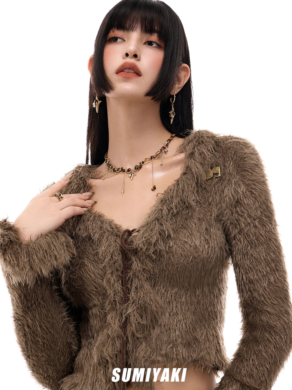 SUMIYAKI Vintage Beaded Stone Mangstar Necklace
