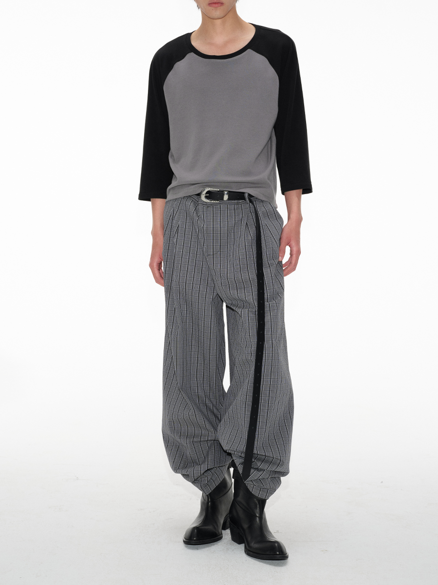 JCAESAR Contrast Shoulder Daily Versatile Seven-quarter Sleeve Tee