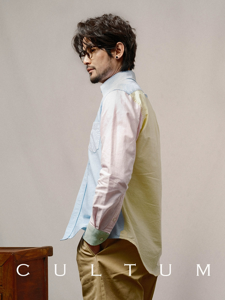 CULTA ROWING CLUB Color-matching Casual Cotton Long-sleeved Shirt