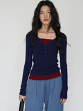 EIGHTHMONTH Fake Two-piece Slim-fit Knitted Sweater
