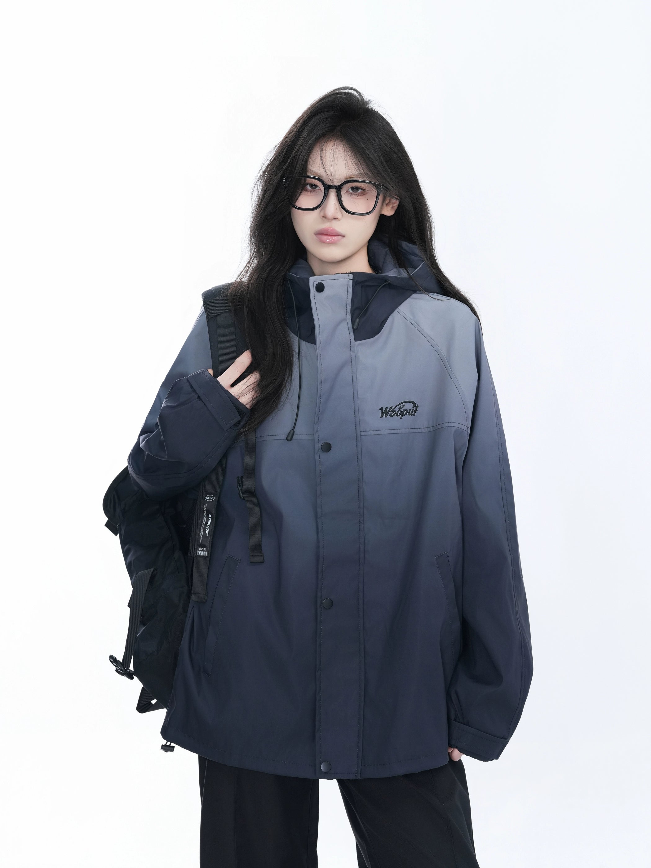 Zuocisankon Gradual Change Hooded Loose Jacket