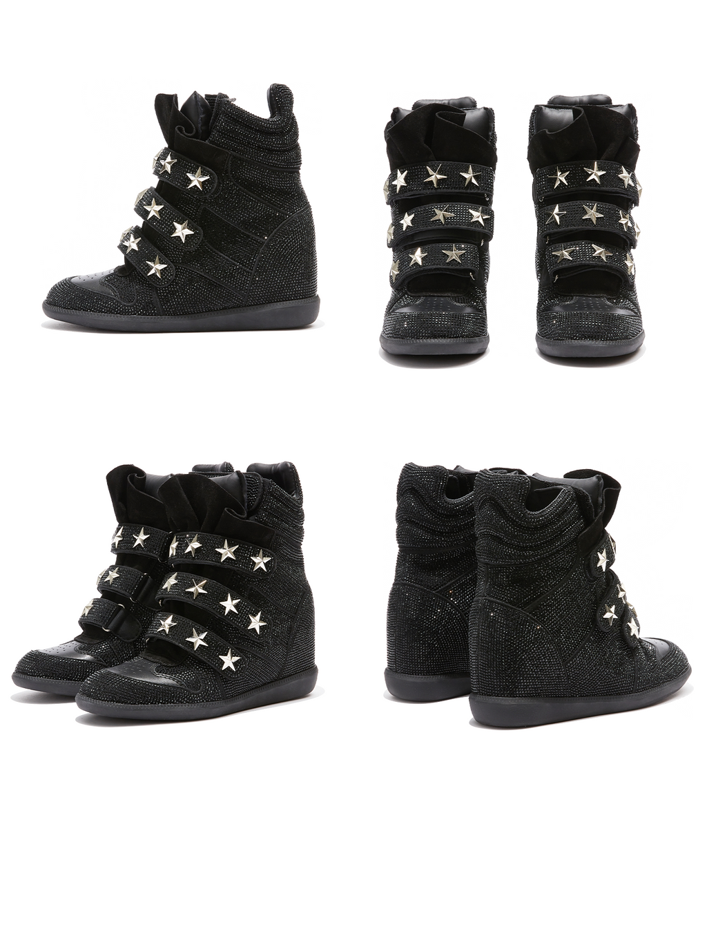 DETW Flash Diamond High-top Thick-soled Heightening Sports and Leisure Shoes