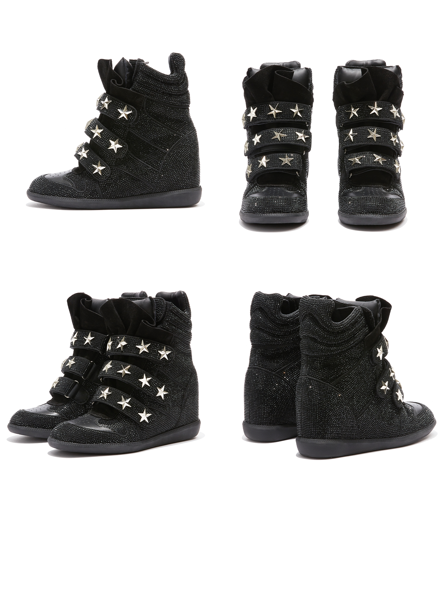 DETW Flash Diamond High-top Thick-soled Heightening Sports and Leisure Shoes