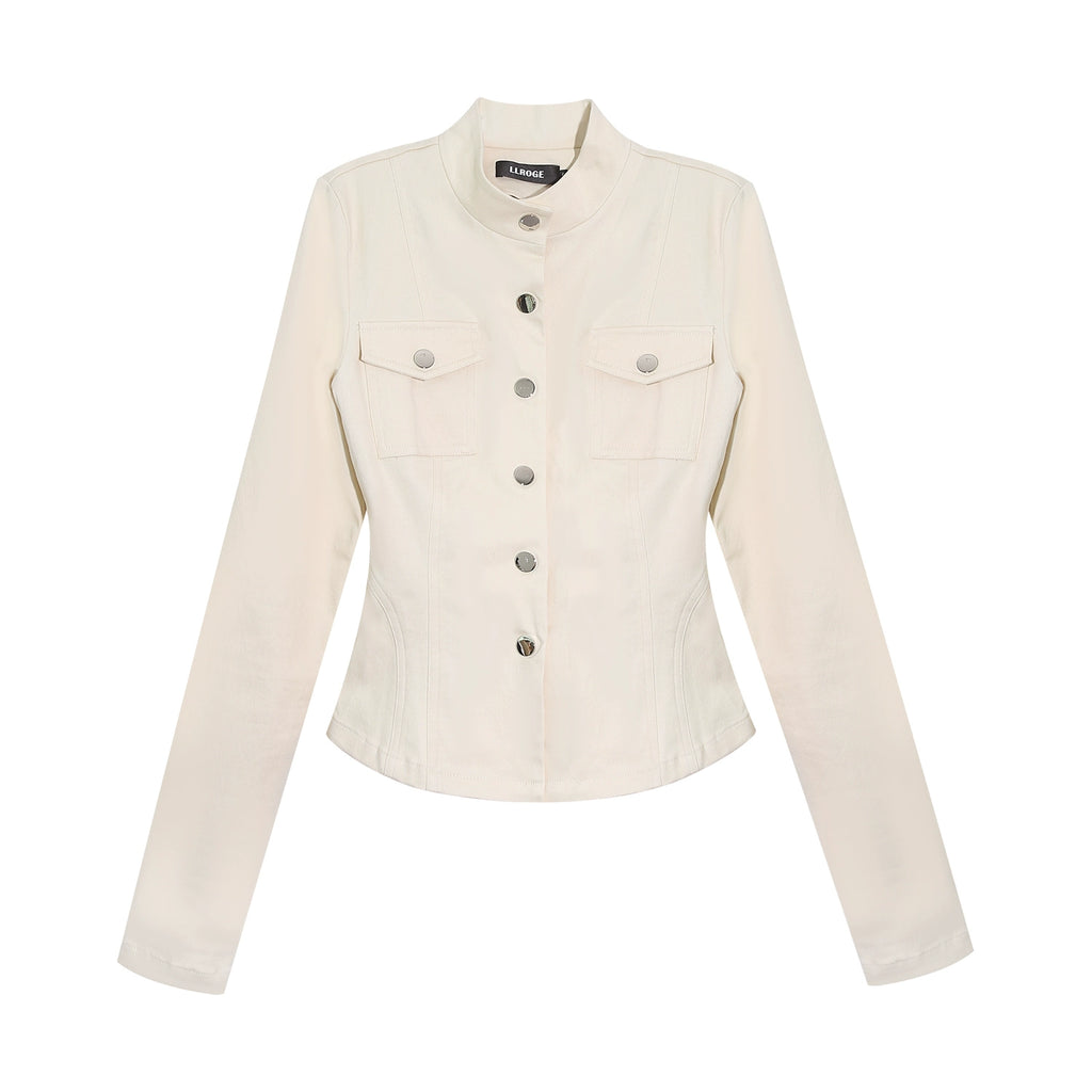 LLROGE Tooling Wind Stand-up Collar Long-sleeved Low-rise Micro-pull Pants Set