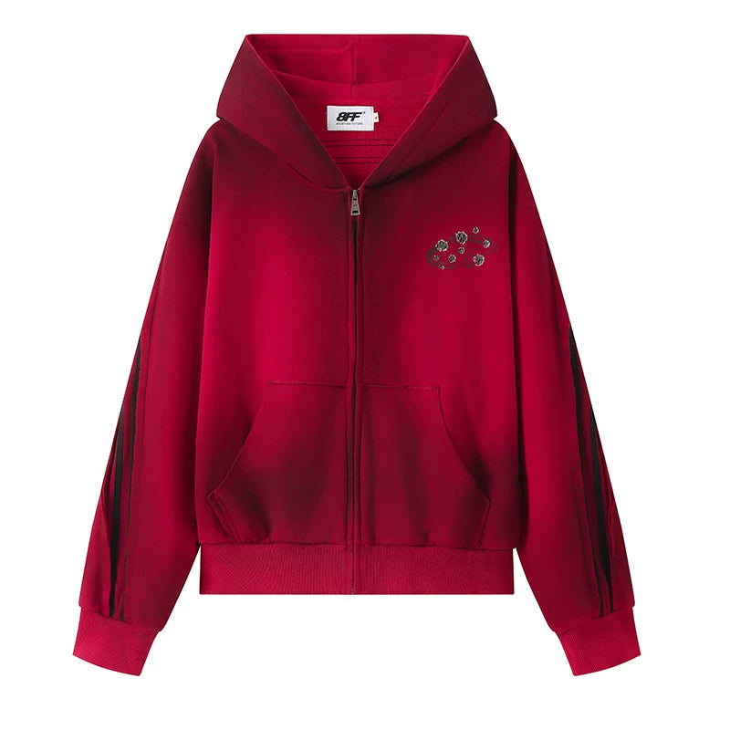 8FF Old Spray-colored Printed Hooded Jacket