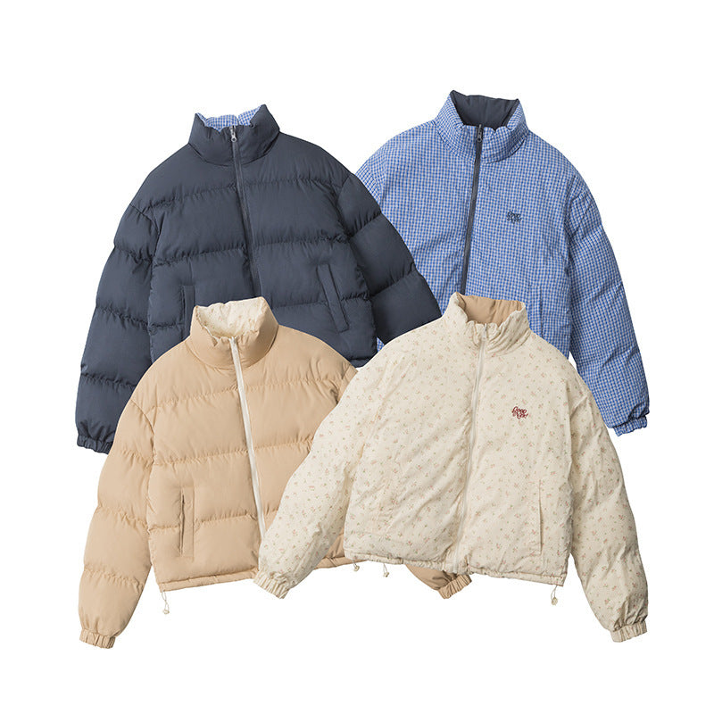 Nariele Wears A Stand-up Collar and A Loose Thickened Coat on Both Sides