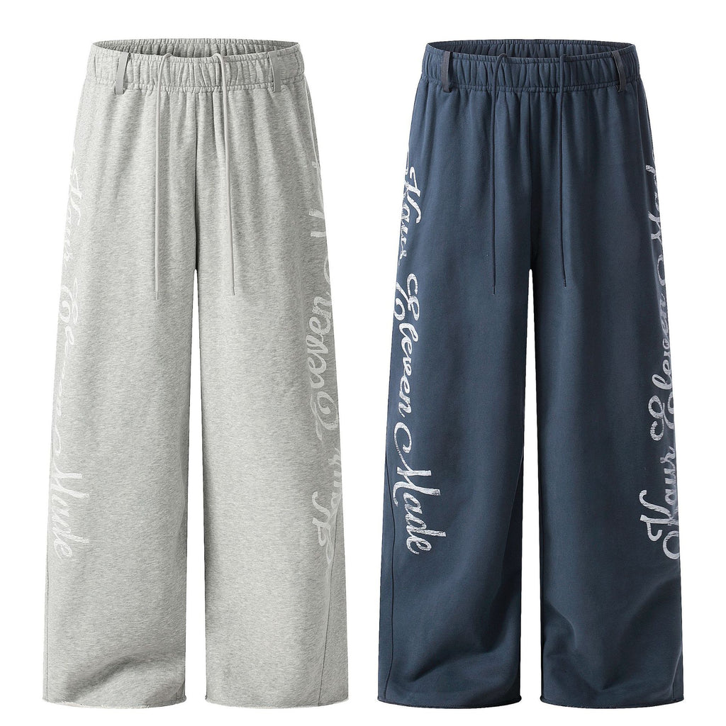 11KN Retro Hip-hop Alphabet Print Drawstring Slacks