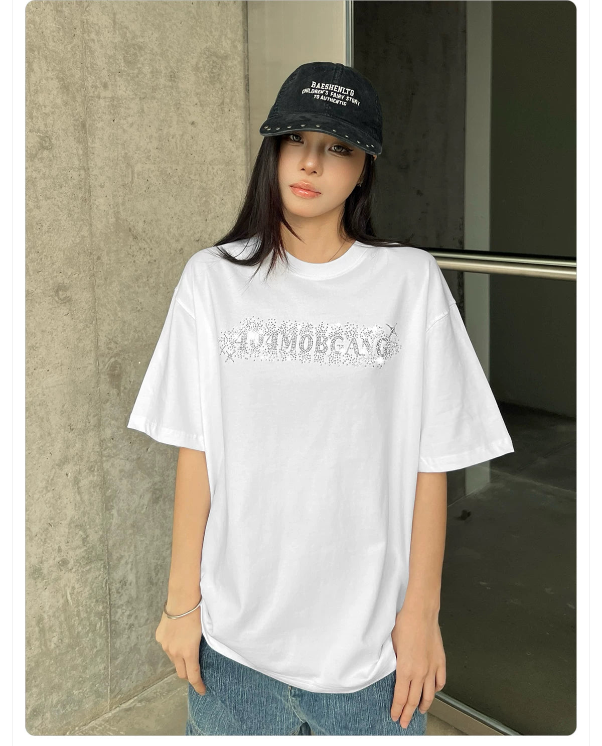 404MOB Full Diamond Hot Diamond Loose Versatile Tee
