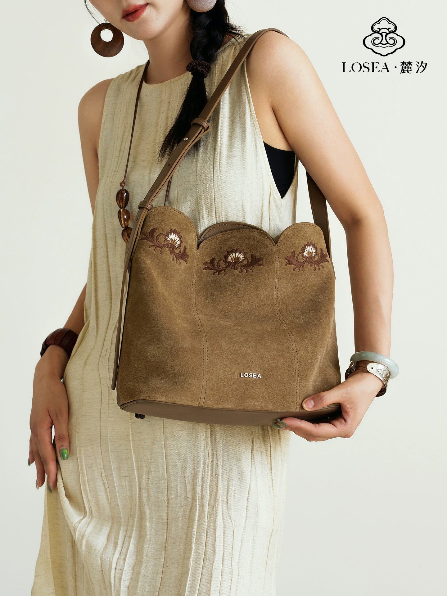 LOSEA Leather Matte Messenger Bag