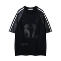BeOurRule Vintage Splicing Letter Crew Neck Loose Tee
