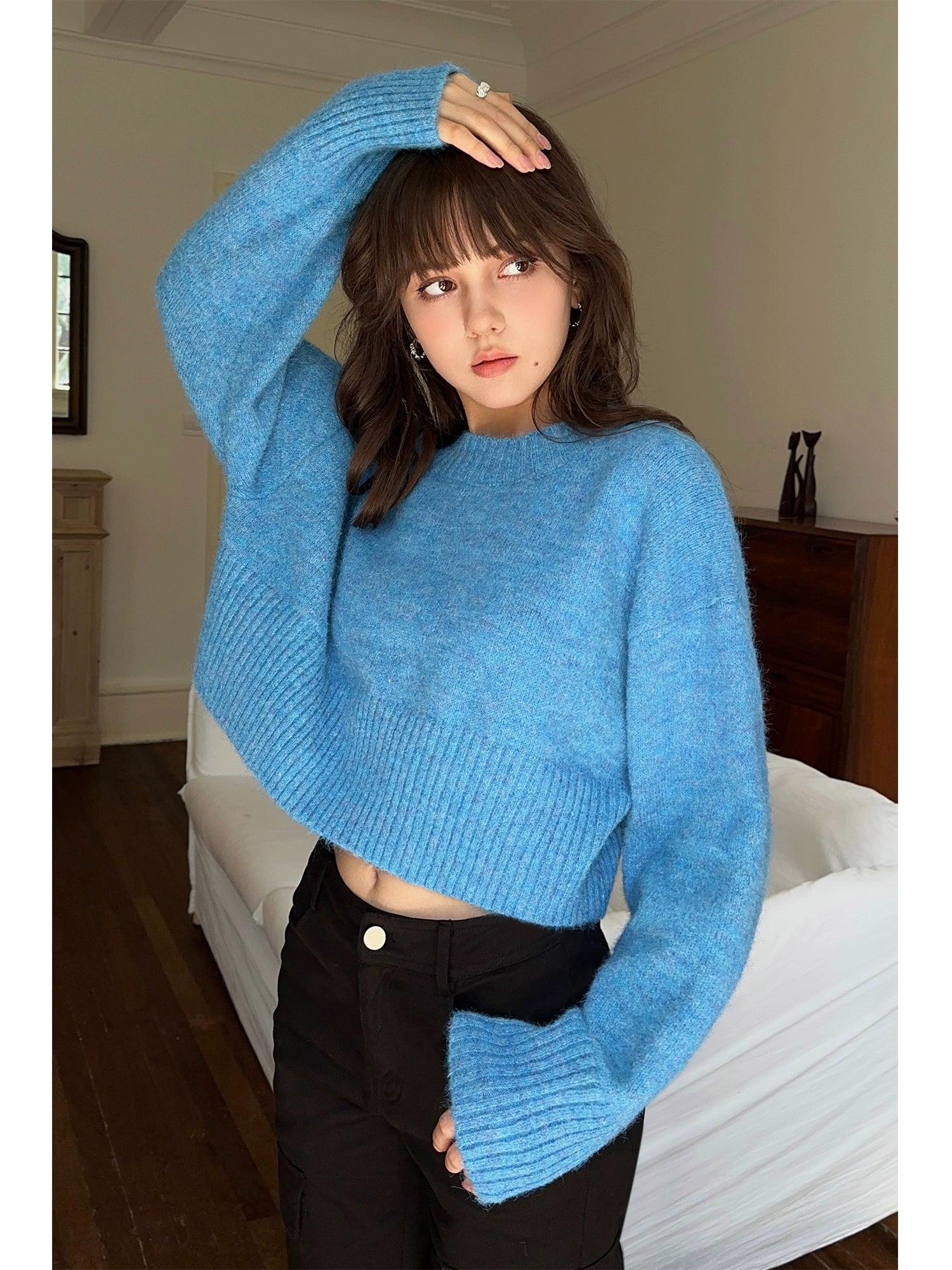 NEVA HU Short Versatile Pullover Knitted Sweater