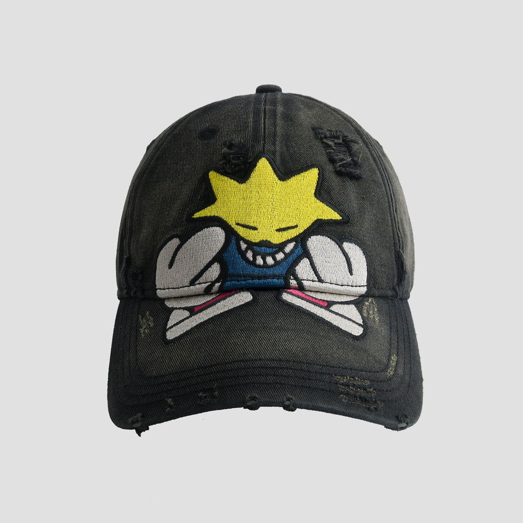 Fleamarket Cartoon Embroidery Wash Cotton Baseball Cap