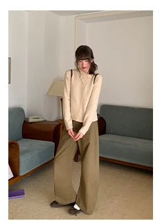 Kano Diagonal Lapel Neck Strap-on Knitted Cardigan
