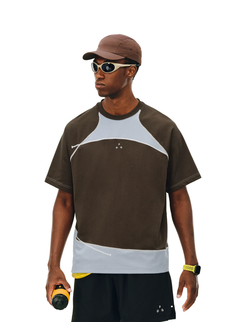 FPA Splicing Contrasting Color Casual Round Neck Tee