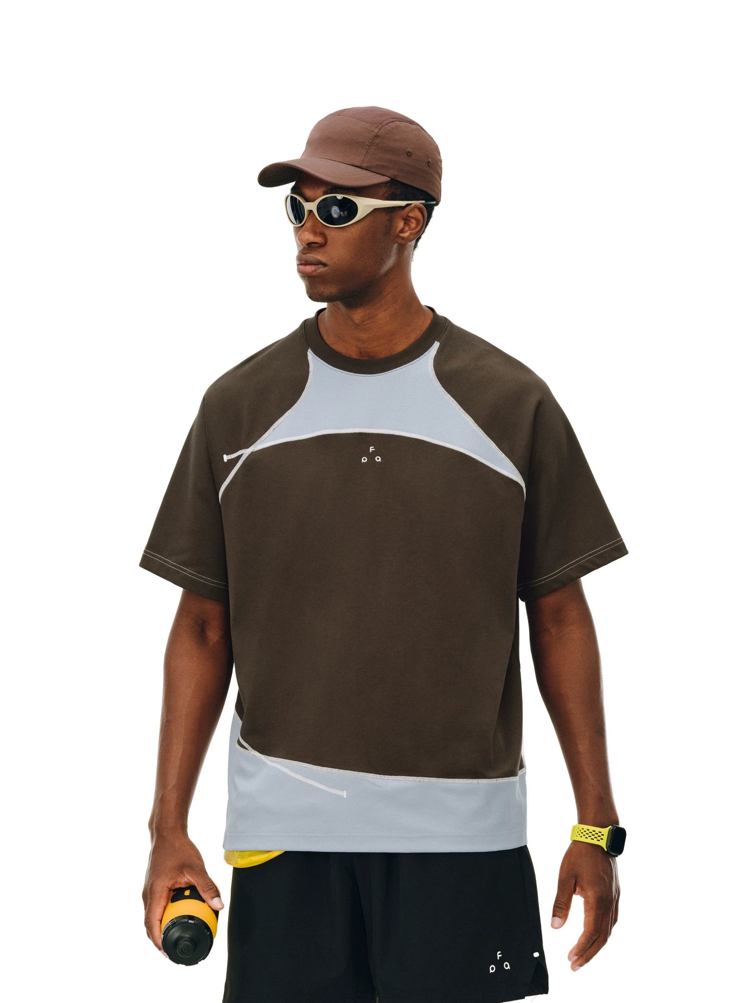 FPA Splicing Contrasting Color Casual Round Neck Tee