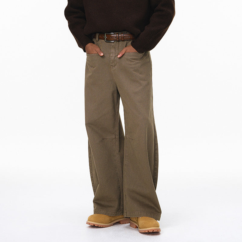 (Clearance) Inflation Rivet Wide Leg Vintage Scimitar Casual Pants