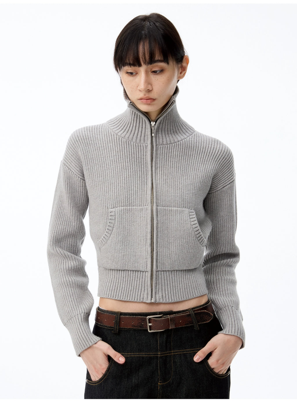 JCAESAR WOMEN Pit Strip Thick Pit Strip Micro Slim-fit Knitted Cardigan