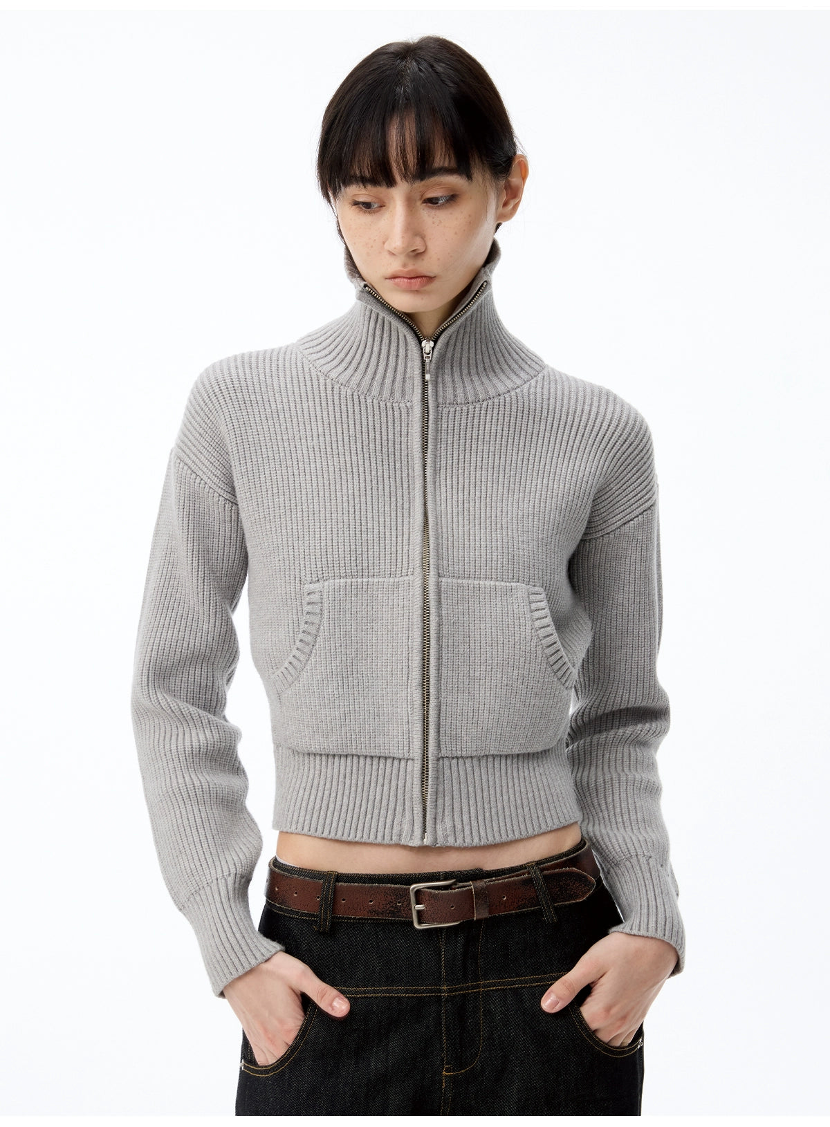 JCAESAR WOMEN Pit Strip Thick Pit Strip Micro Slim-fit Knitted Cardigan