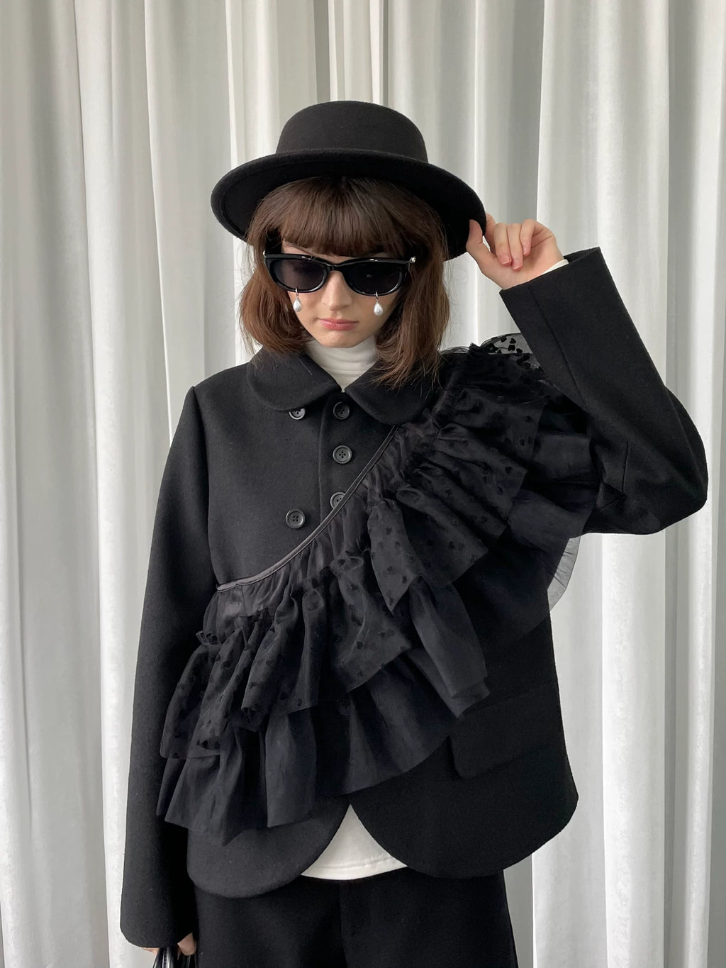 Loosesmell Multilayer Mesh Lace-Up Shawl Cape