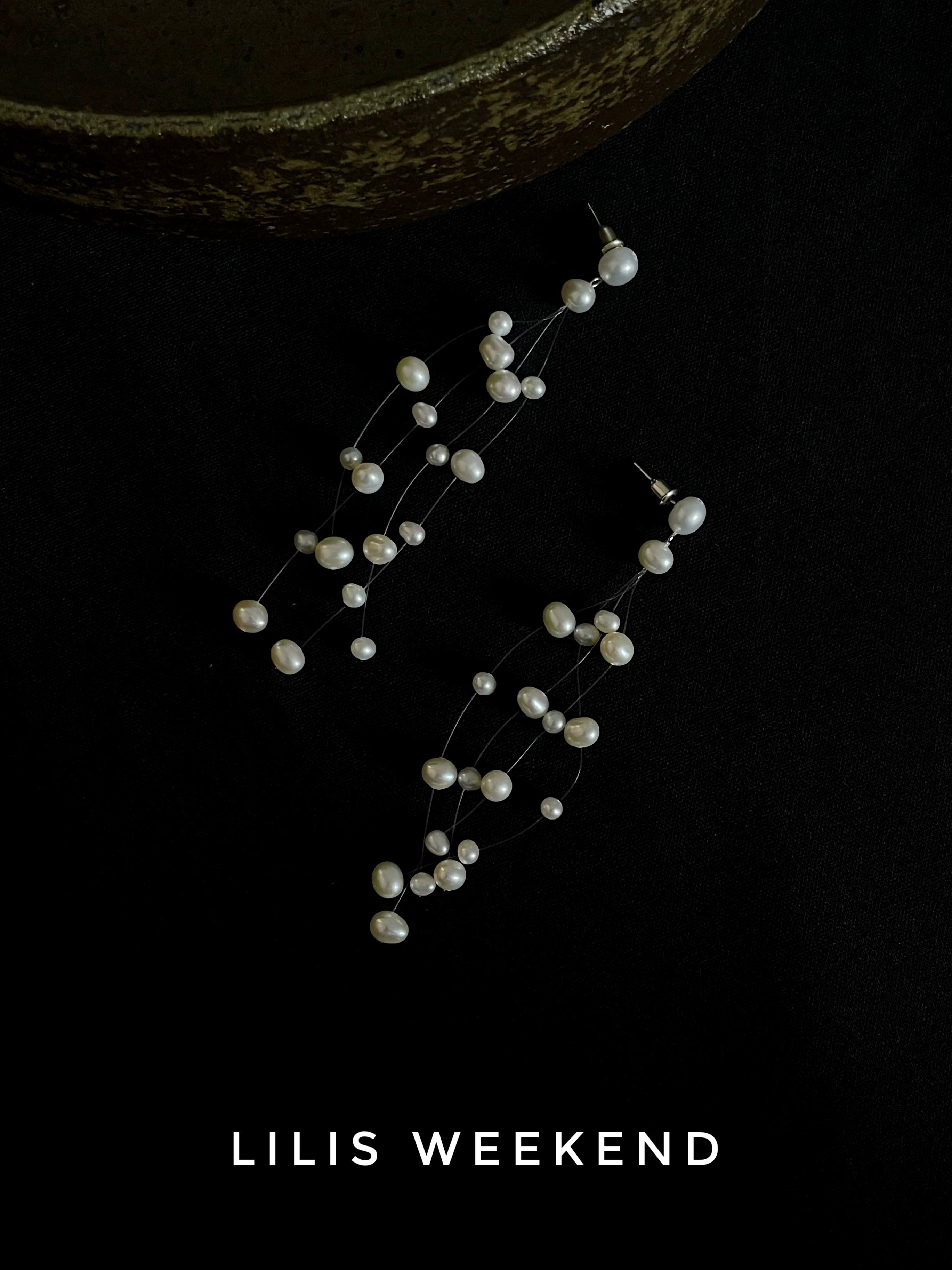 Lilis Weekend Triple Suspension Premium Pearl Earrings