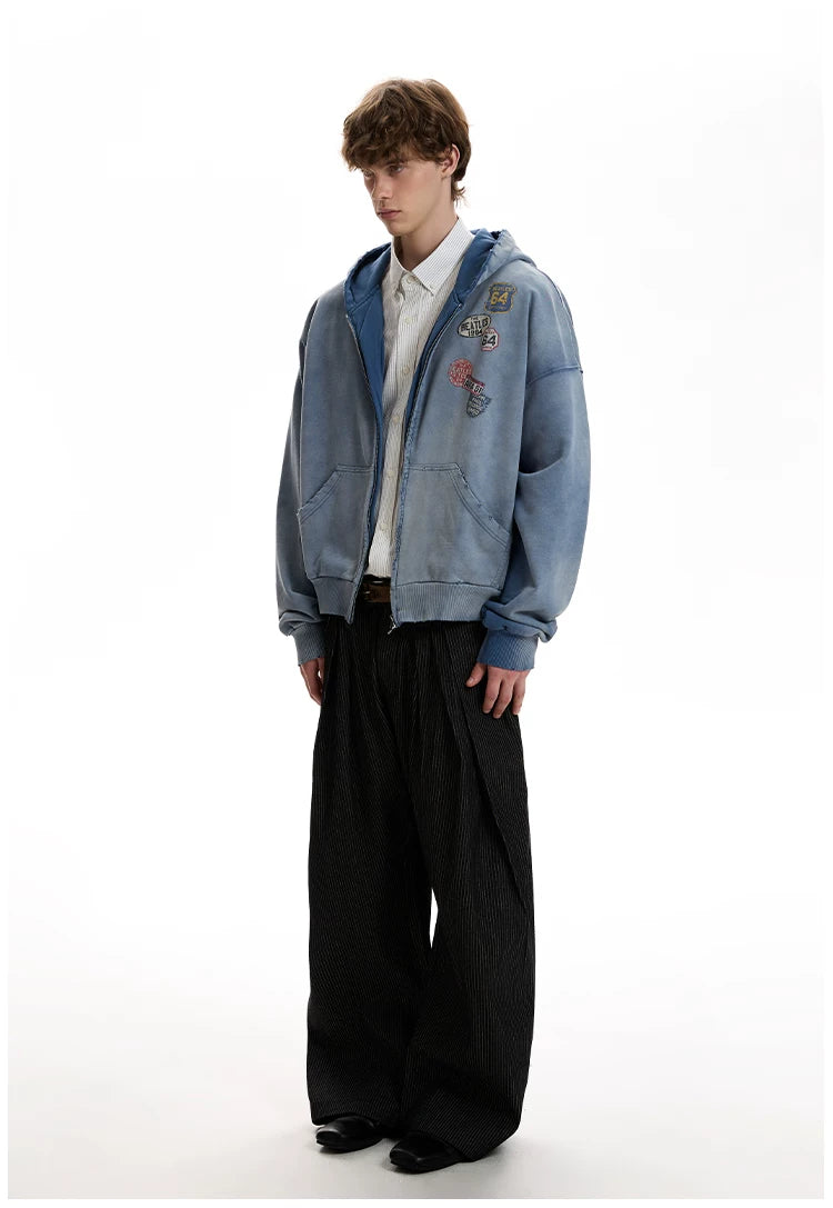 A PUEE Vintage Make Old Label Printed Hooded Sweater