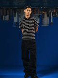 WebSurfGoru Striped Lapel Versatile Tee
