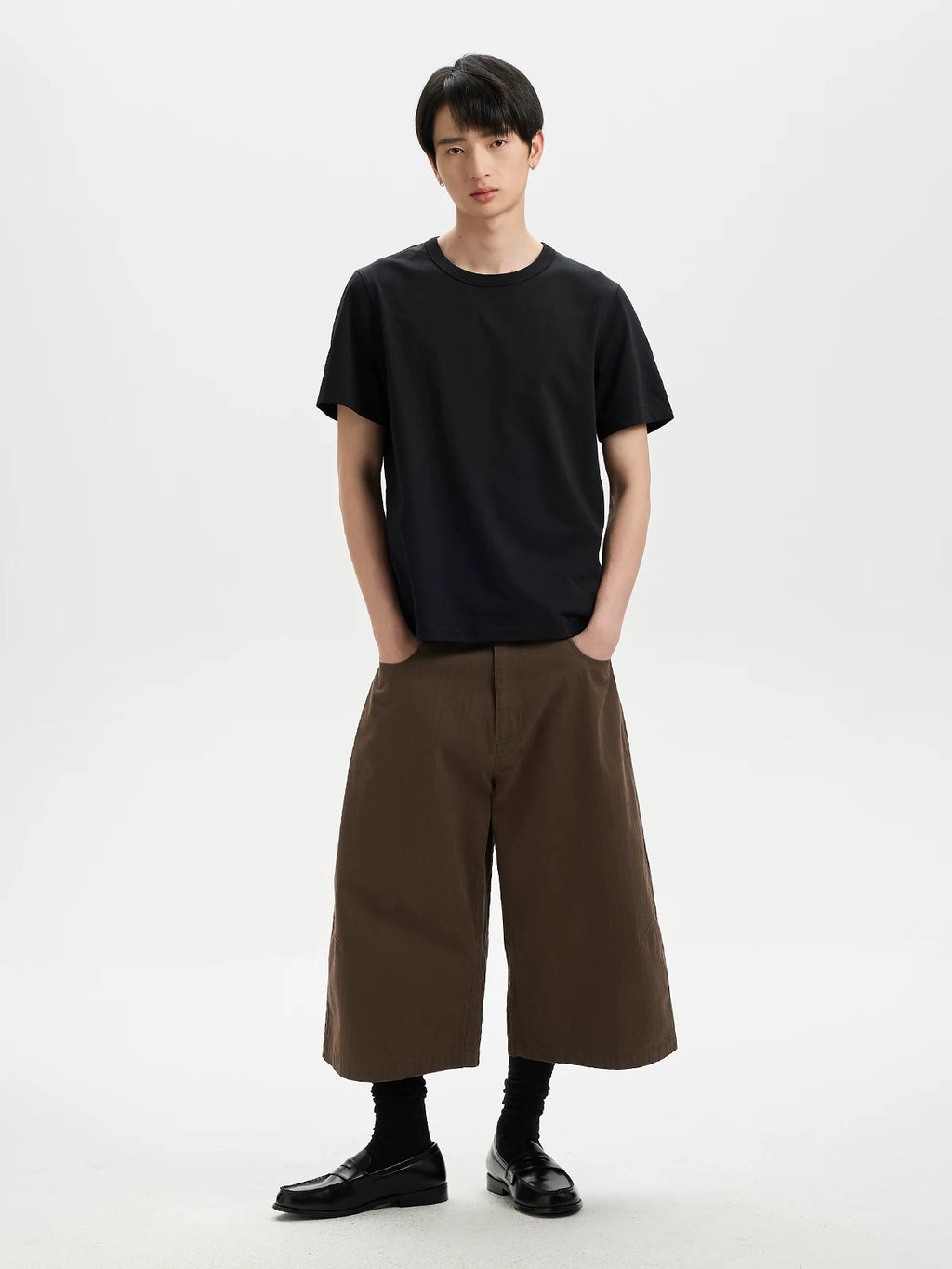 BUTTBILL Simple and Versatile Loose Casual Cropped Pants