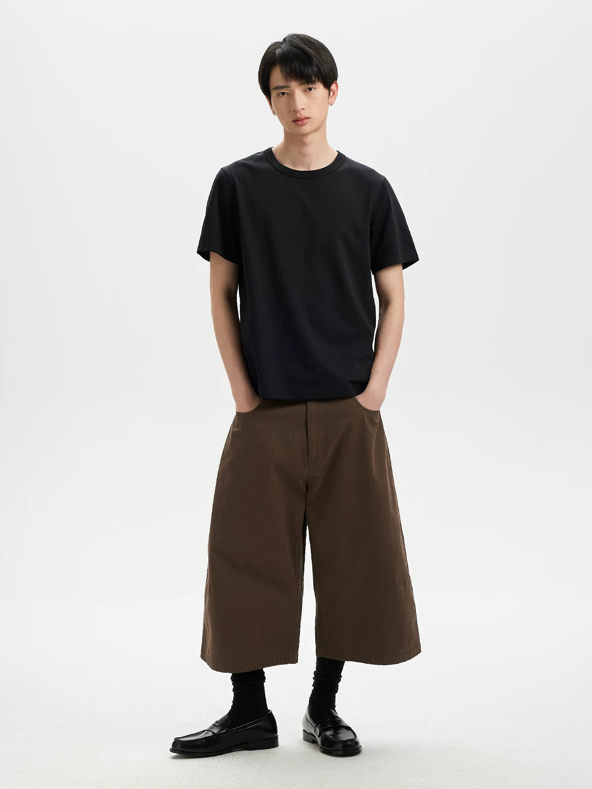 BUTTBILL Simple and Versatile Loose Casual Cropped Pants