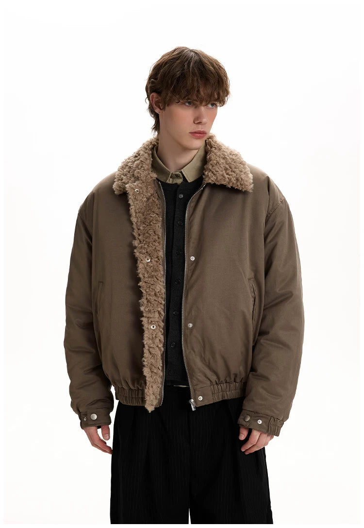 A PUEE Vintage Lamb Fleece Collar Cotton Clothing