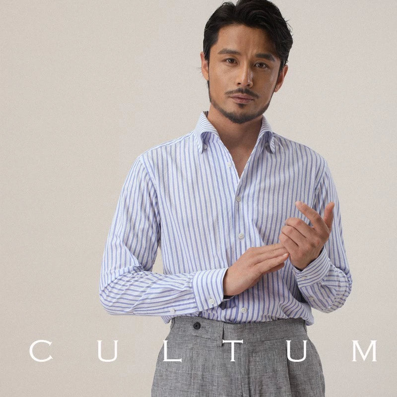 CULTUM Lightweight Breathable Seersucker One Piece Collar Button Collar Shirt