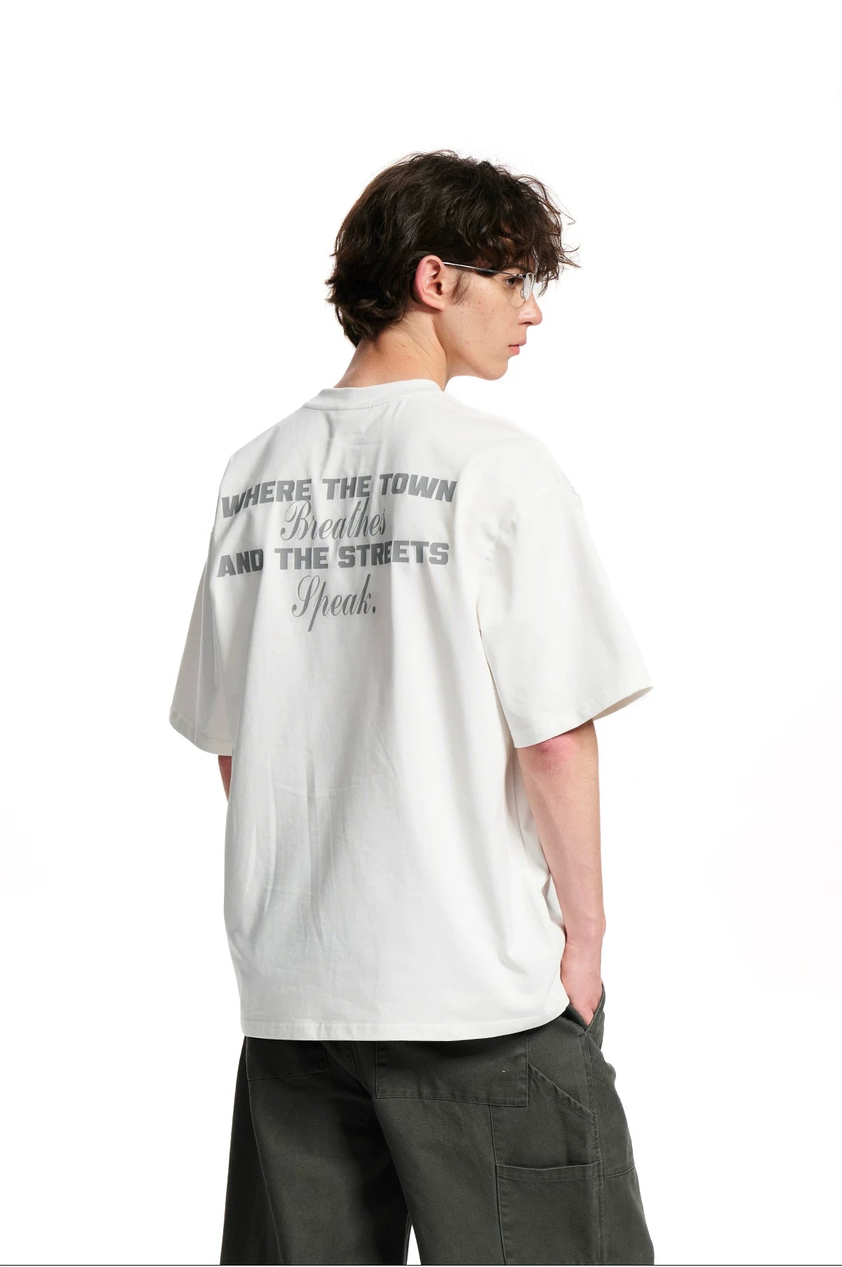 Loopsoon Back Letter Print Loose Versatile Tee