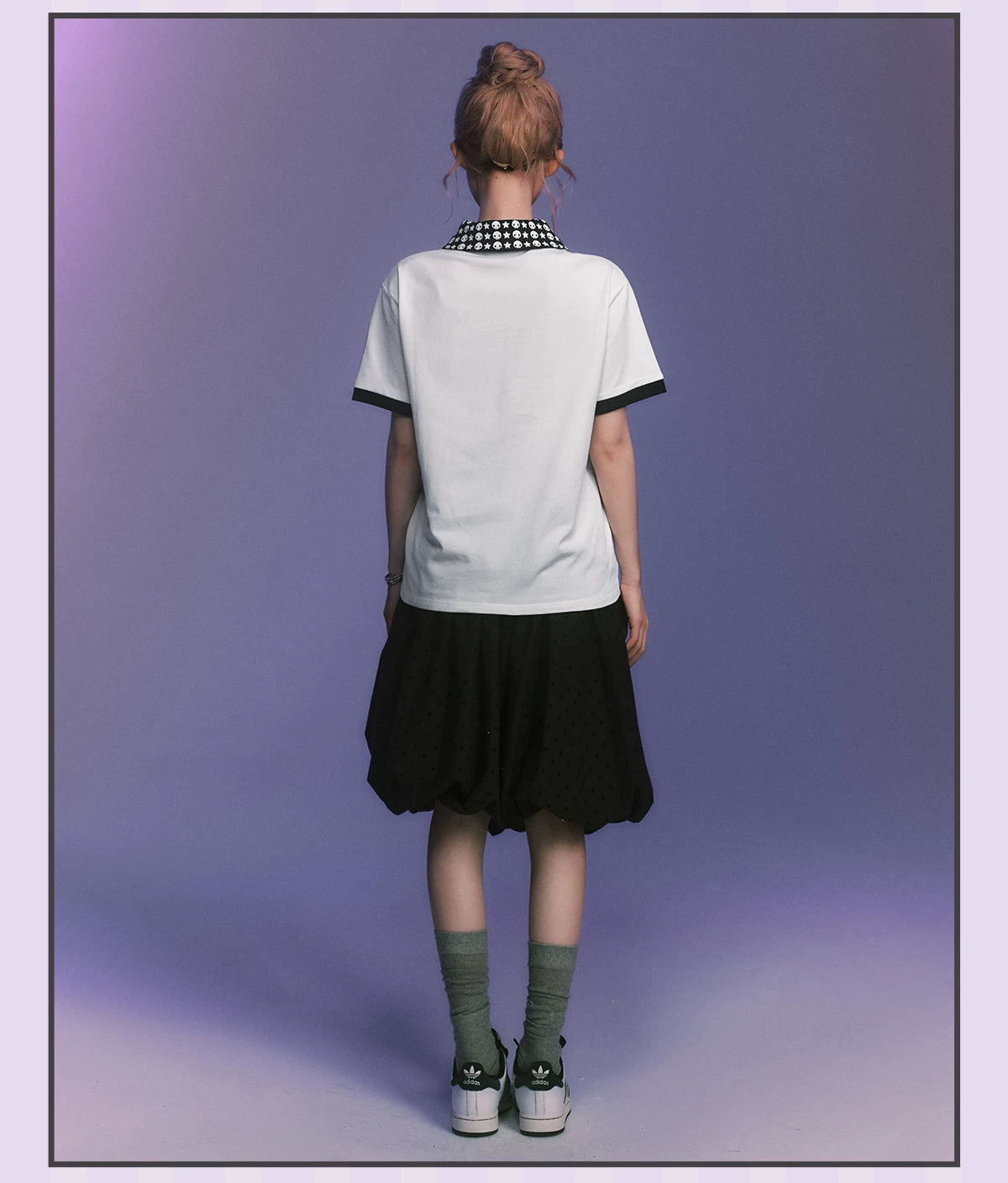 MEDM Contrasting Color Collar Edge Casual Polo Shirt Tee