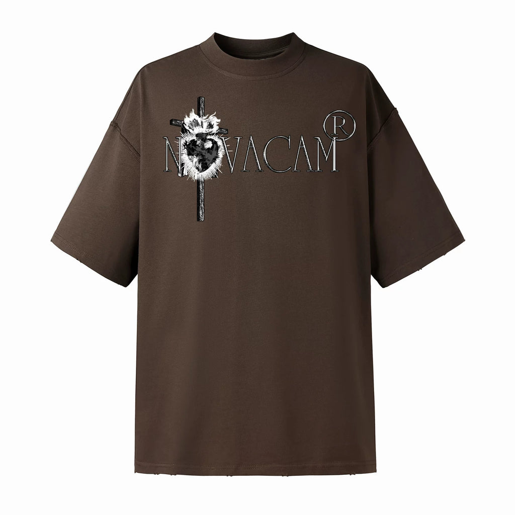 NOVACAM Edging Reverse Stitching Casual Tee