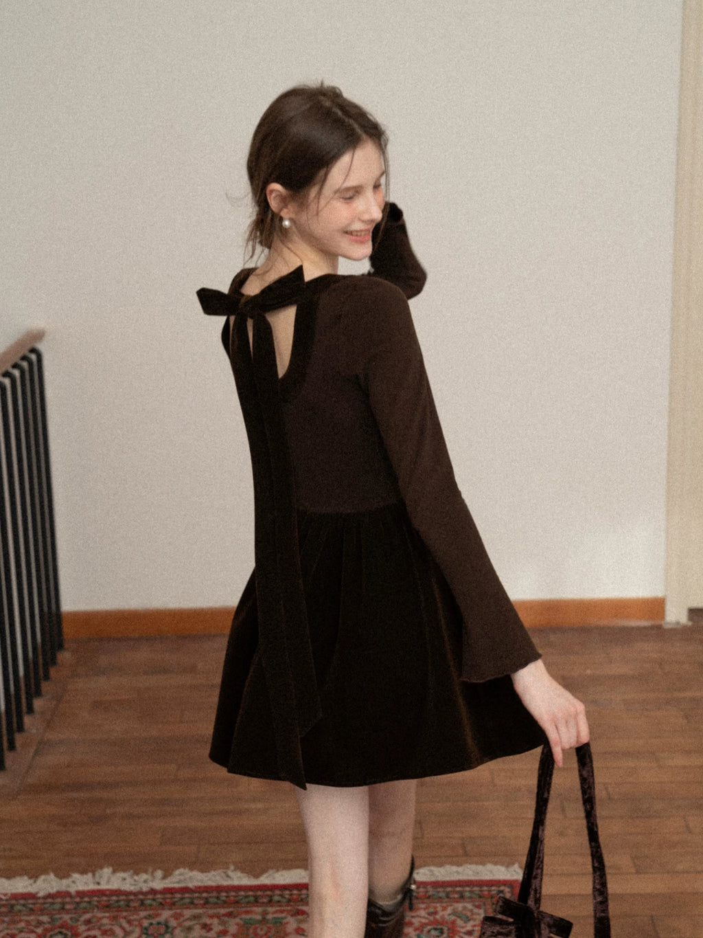 EGGKA Temperament Splicing Slim-fitting Waist A-word Dress