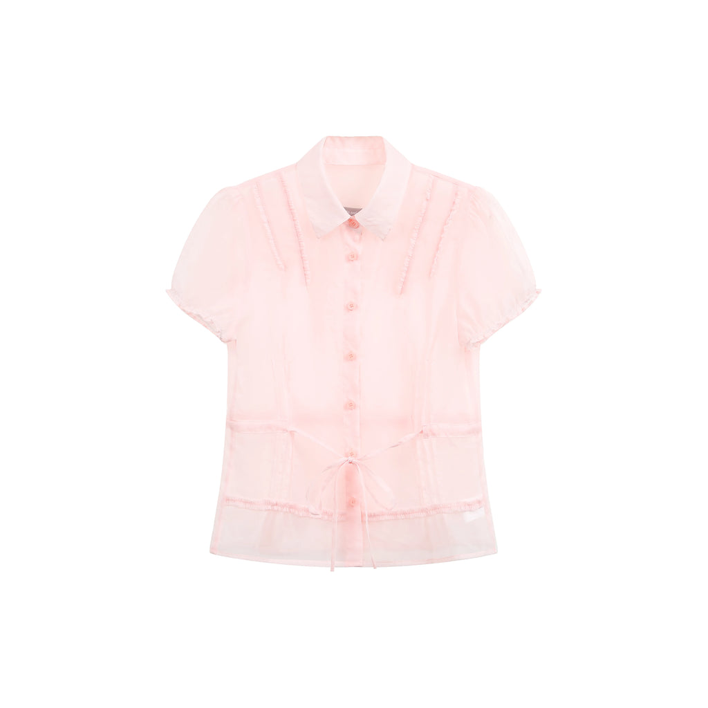 JIKOO Lace Drawstring Thin Shirt
