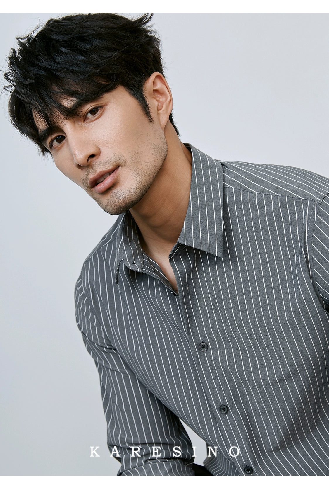 KARESINO Anti-wrinkle Slim-fit Striped Shirt