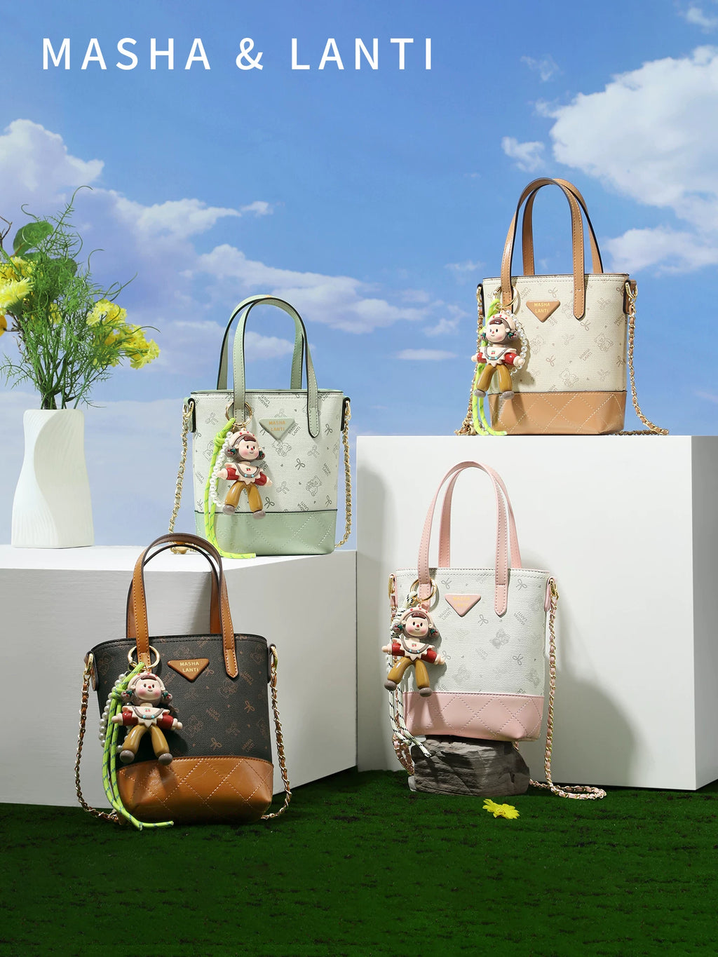 Masha Lanti Chain Bear Crossbody Bag