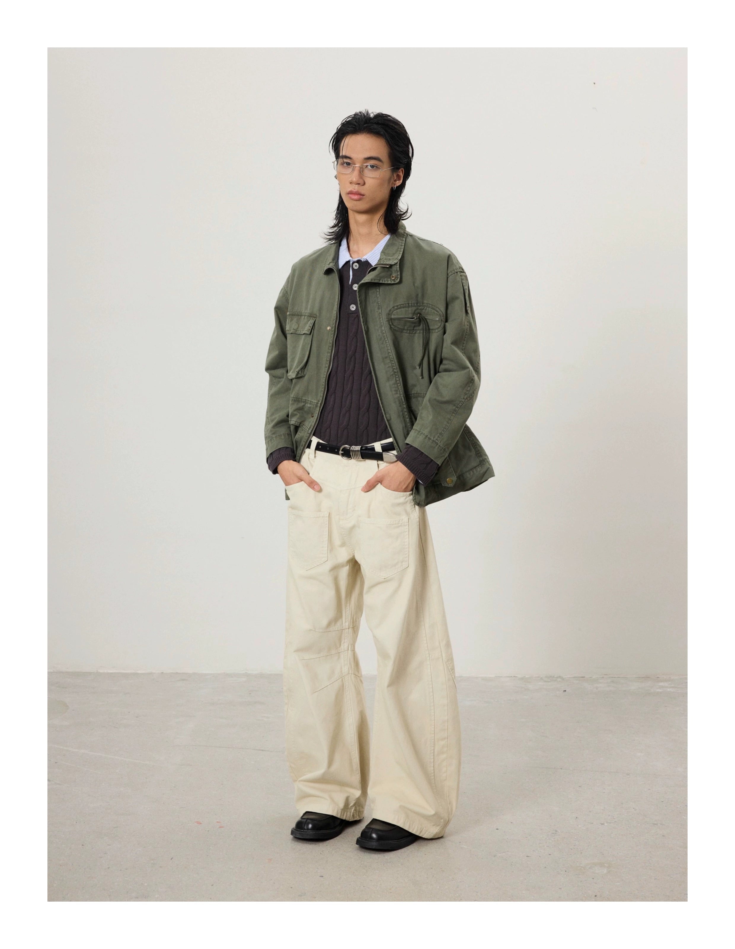 BTSG Multi-pocket Stand-up Collar Zip-up Tooling Jacket