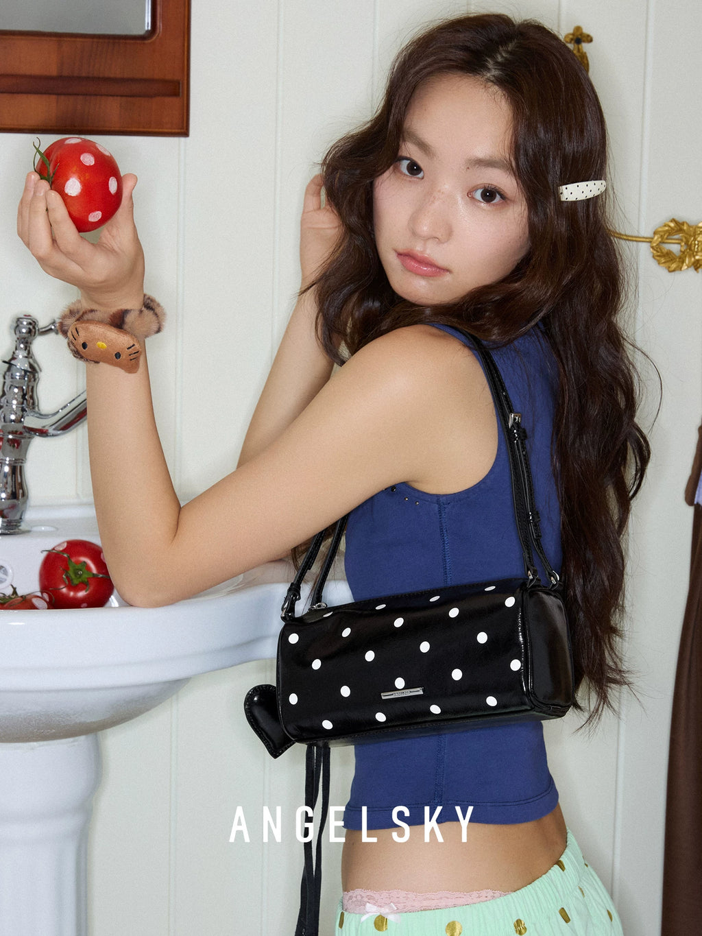 ANGELSKY Vintage Polka Dot Handbag