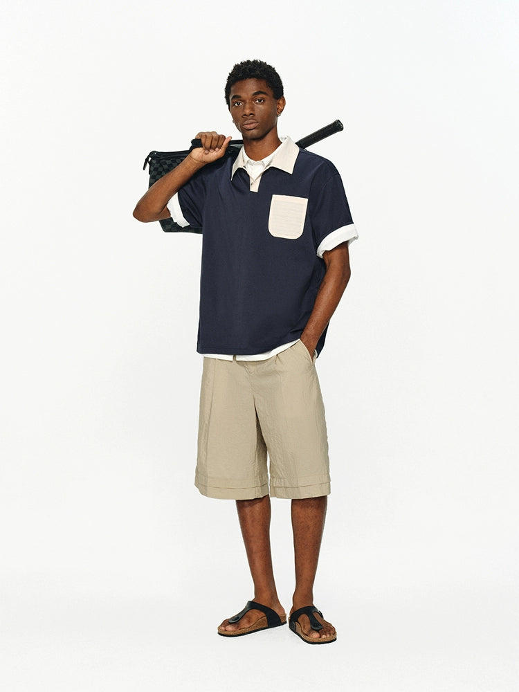 ATRY Retro Commuter Lapel Spliced Small Fragrant Tee