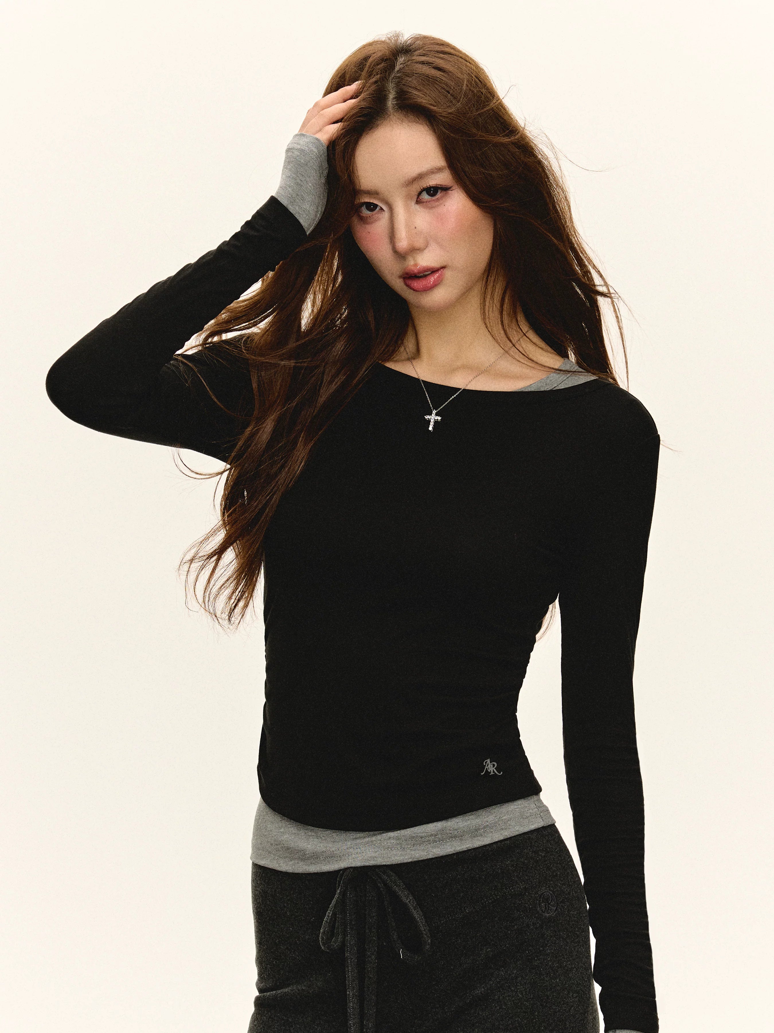 Ariseism Vintage Fake Two-piece Bottom Long Sleeve