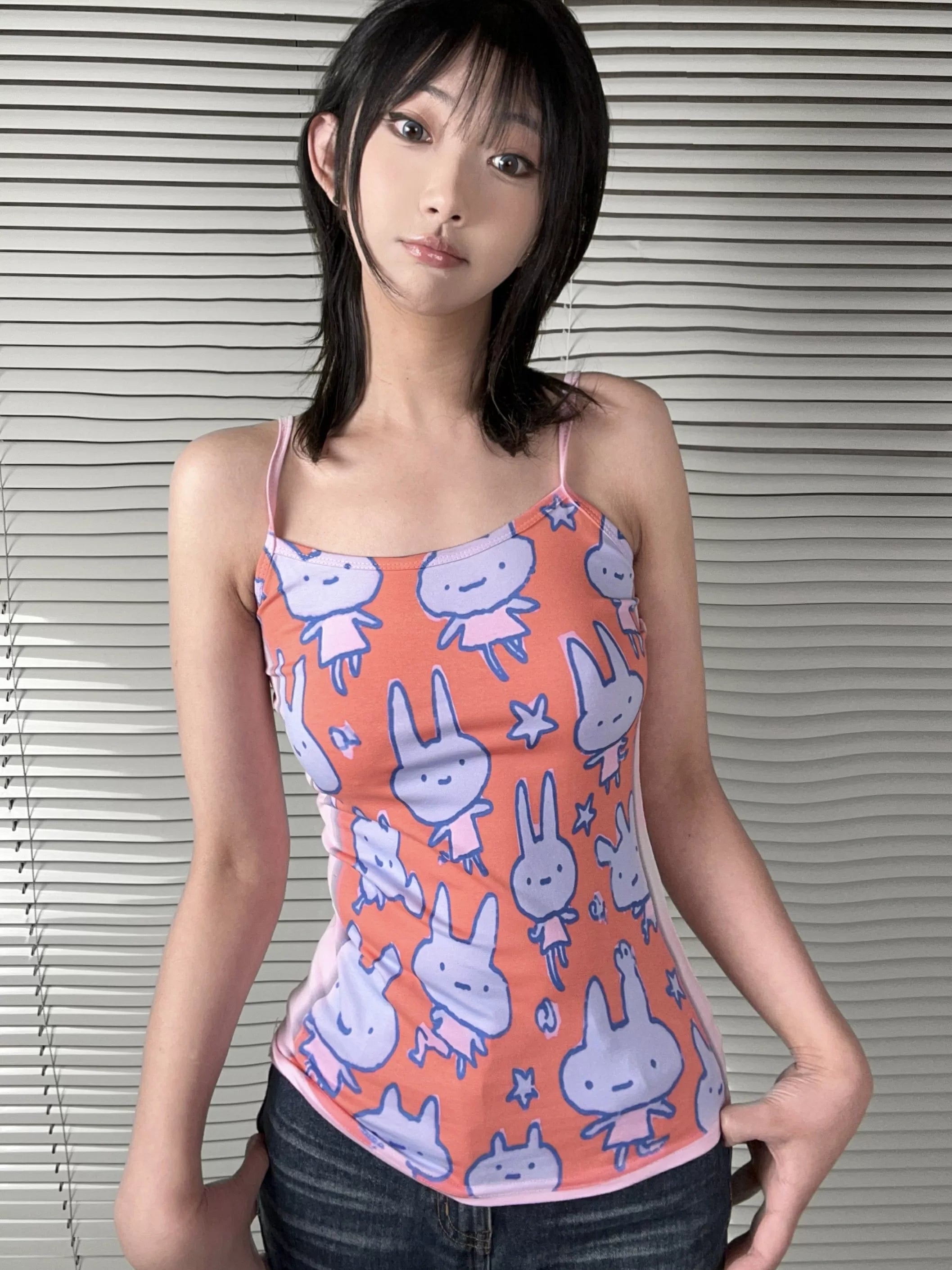 WEBBAR Faceu Rabbit Print Sling
